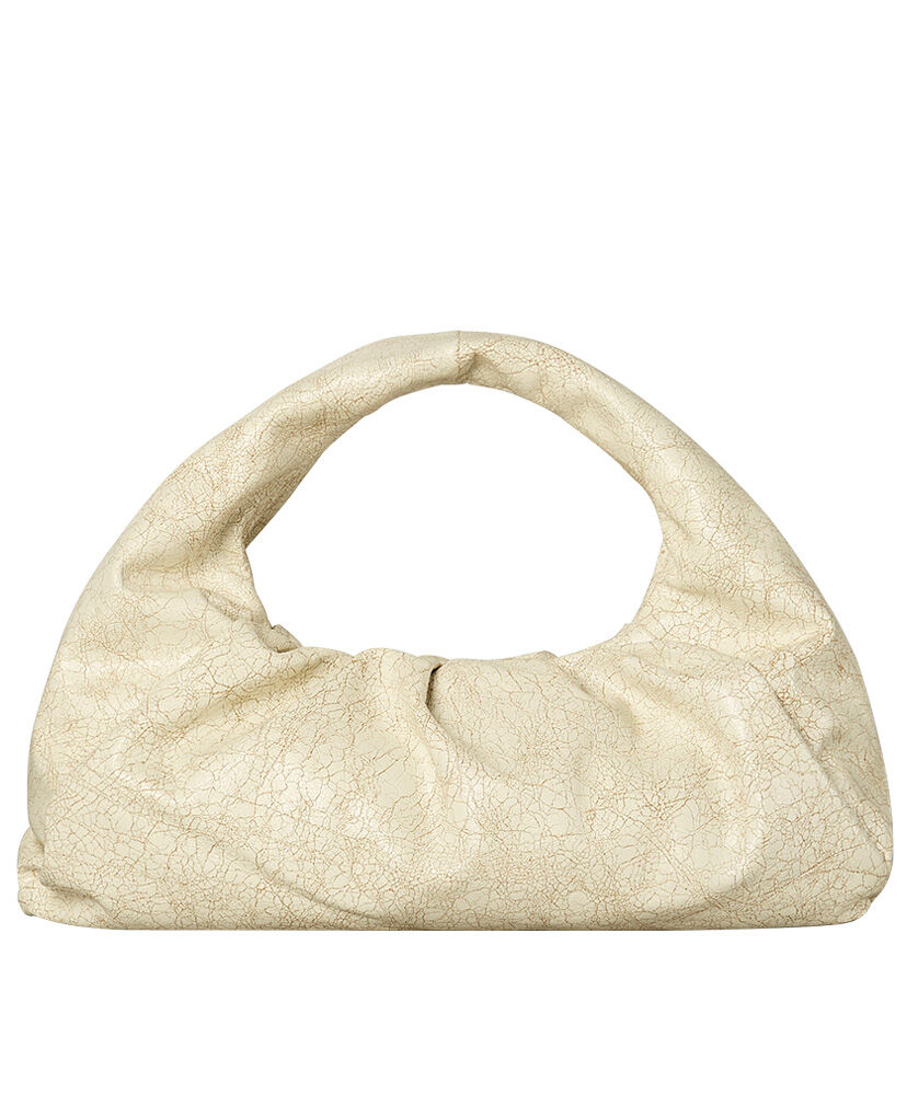 Bottega Veneta Soft Voluminous Shoulder Bag Crackled Lambskin Cream